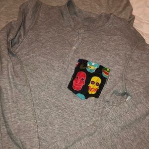 Serengetee gray thermal quarter-button Henley NWOT